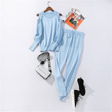 Load image into Gallery viewer, Autumn and Winter Explosions Sportswear High Collar Sweater Knit Pants Suit Casual Women's Two-piece Suit